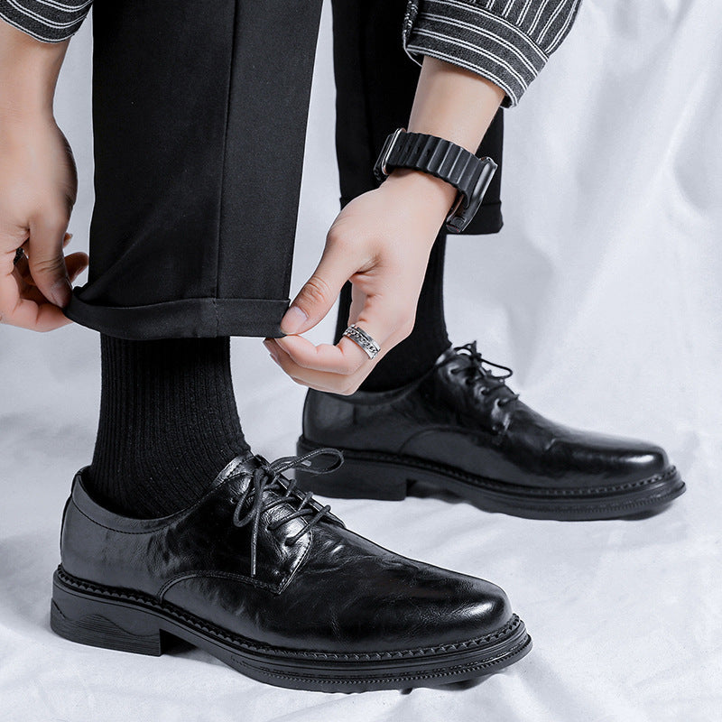 Men's Breathable Leather Shoes Black Soft Leather Soft Bottom Spring And Autumn Best Man Men's Business Formal Wear Casual Shoe