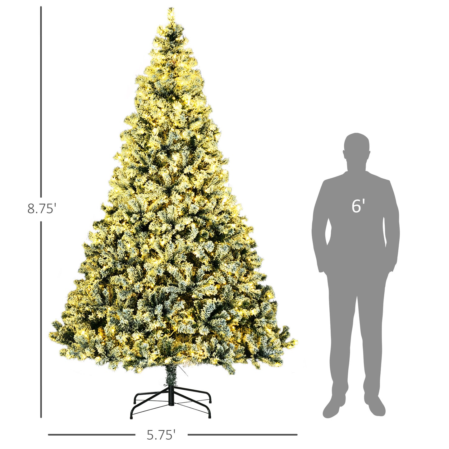 9' Artificial Snow Christmas Trees with Frosted Branches
