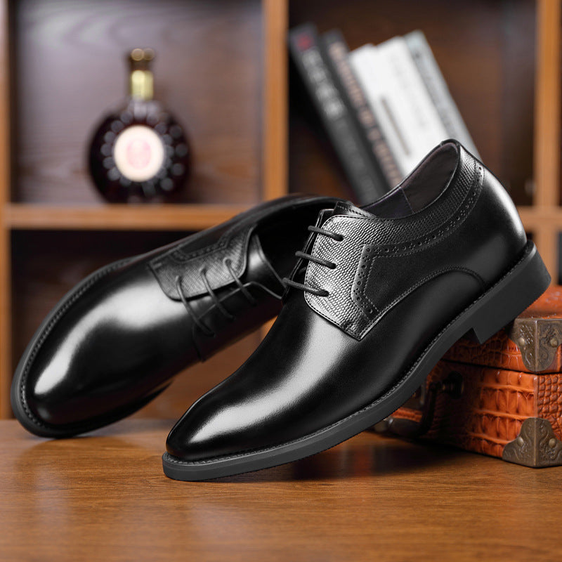 Men's Breathable Leather Shoes Black Soft Leather Soft Bottom Spring And Autumn Best Man Men's Business Formal Wear Casual Shoe