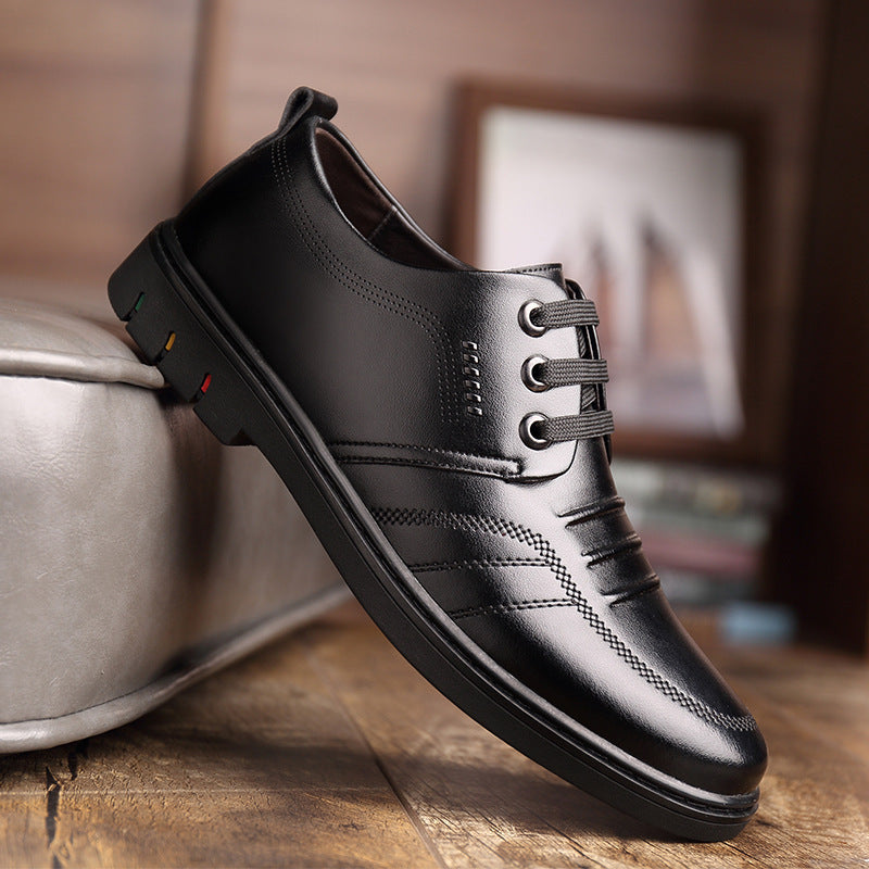 Men's Breathable Leather Shoes Black Soft Leather Soft Bottom Spring And Autumn Best Man Men's Business Formal Wear Casual Shoe