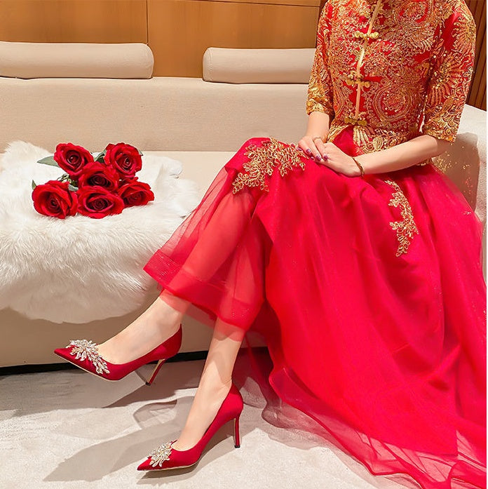 Red wedding shoes