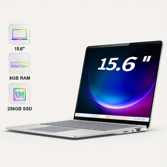 Newest 15.6 FHD Student Laptop Computer, Business Person PC Work Notebook Computers for College Students, Intel Celeron Dual Core Processor Up to 2.60Ghz, 8GB RAM, 256GB SSD, Webcam, Slim Portable Latest Generation Business L