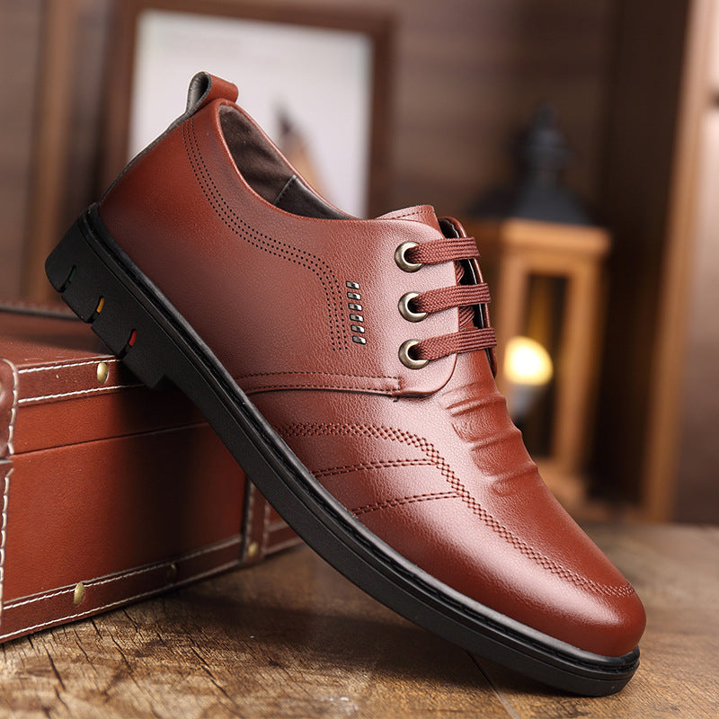 Men's Breathable Leather Shoes Black Soft Leather Soft Bottom Spring And Autumn Best Man Men's Business Formal Wear Casual Shoe