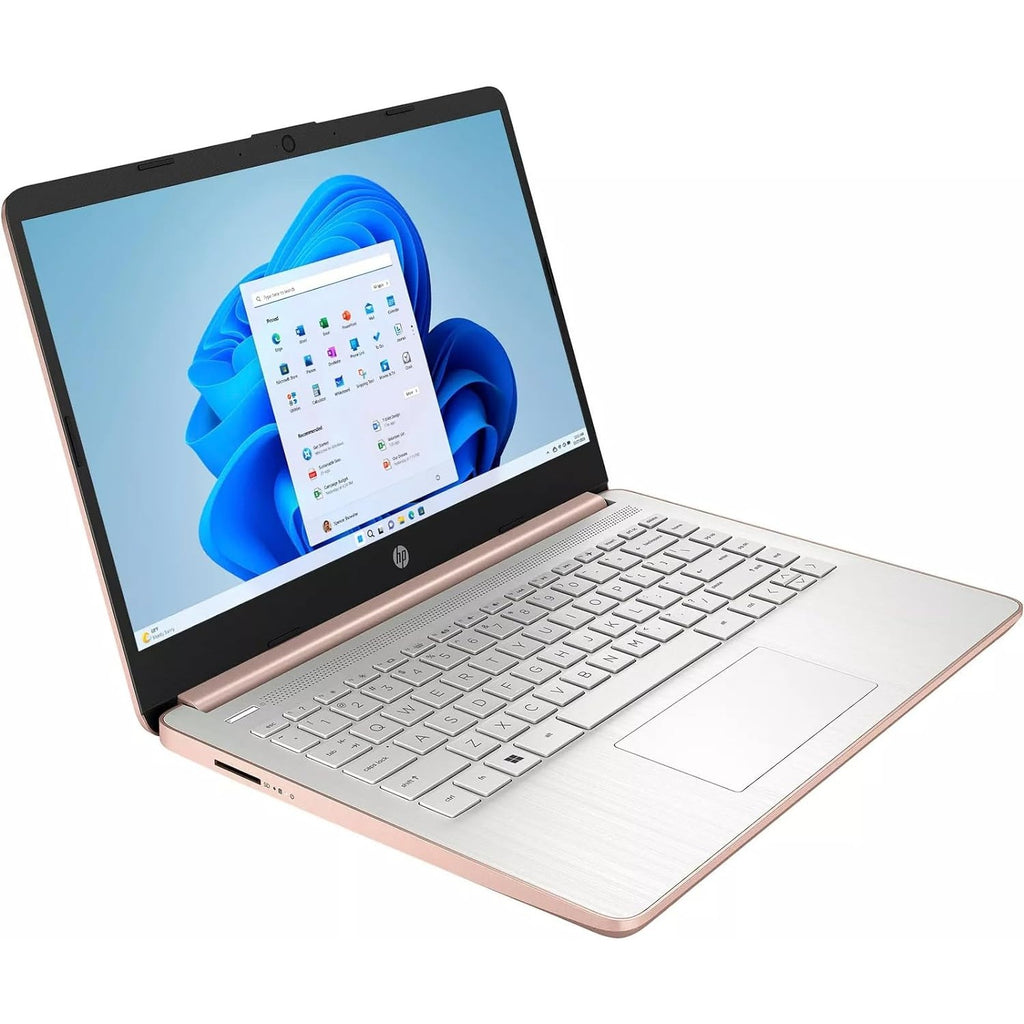 HP Stream 14-inch Business Laptop, Intel Celeron N4120, 4GB RAM, 384GB Storage (128GB eMMC and 256GB SD Card), Windows 11 Home in S Mode, Rosegolden