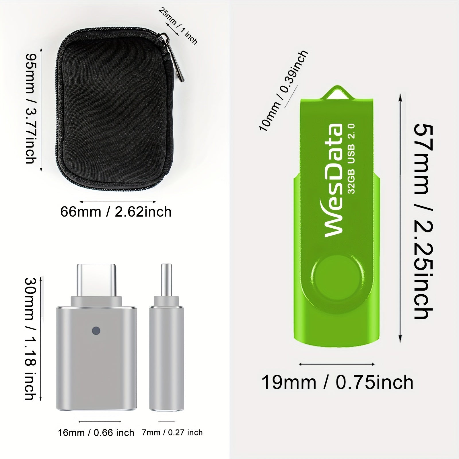 [5 Packs USB Flash Drive Storage] 5 Packs 32GB 64GB USB Flash Drive With 2 Packs USB C Adapter In A Case Thumb Drives USB Memory Stick For OTG Android Phones, Laptops, MacBook, Tablets, PC Storage And Backup (5 Colors)