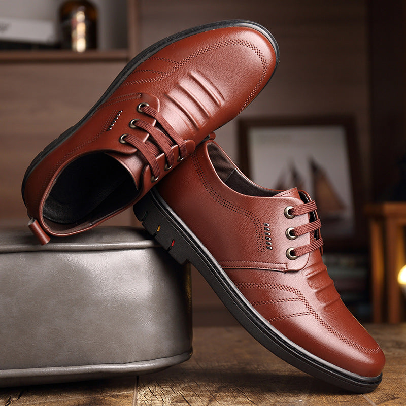 Men's Breathable Leather Shoes Black Soft Leather Soft Bottom Spring And Autumn Best Man Men's Business Formal Wear Casual Shoe