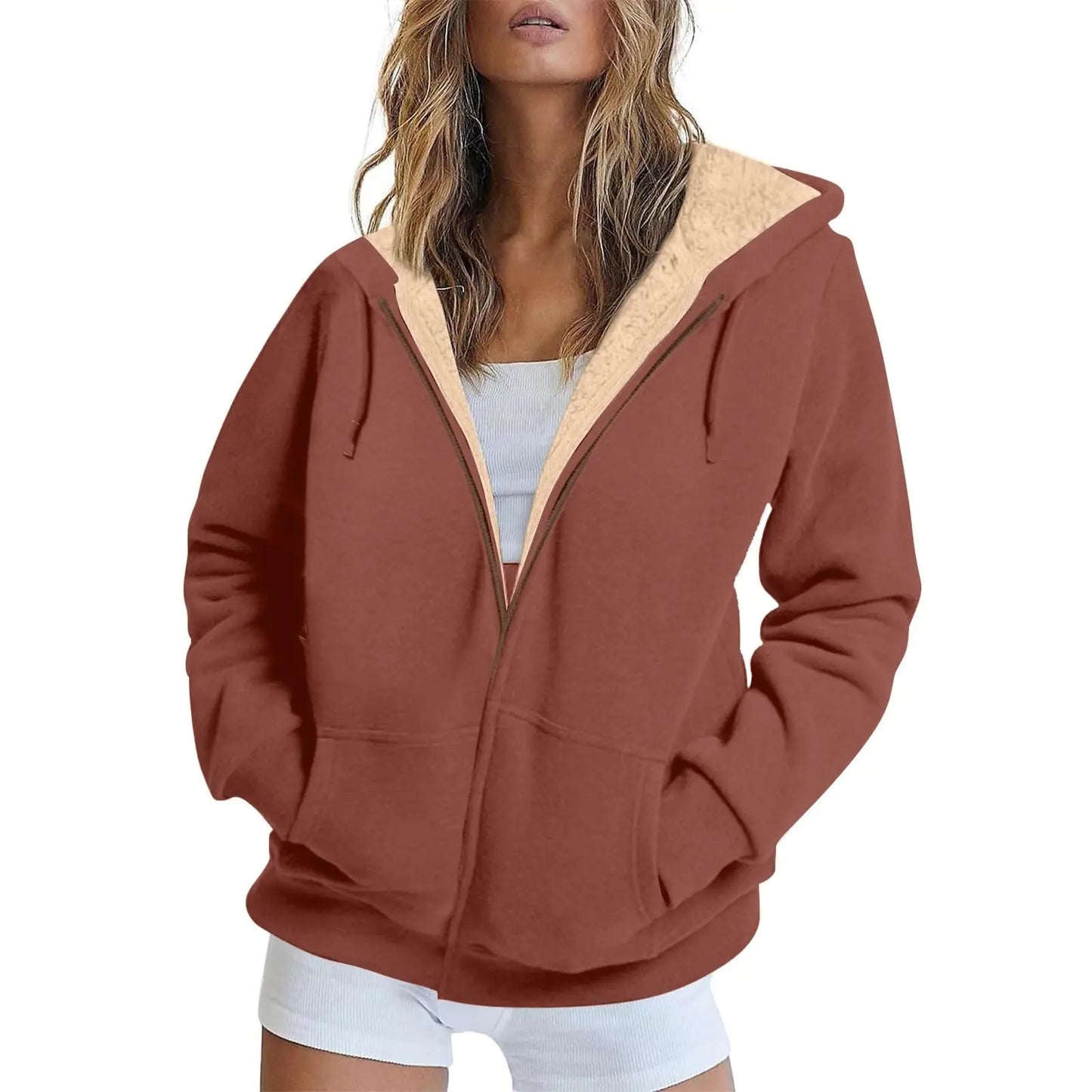 Womens Hoodies Zip Up Sherpa Lined Fleece Women Winter Jacket Cute Womens Hoodies Pullover Zip Up Sweatshirt Cardigan Women Coats Womens Jackets Dressy Casual With Pocket Light Blue XXXXL