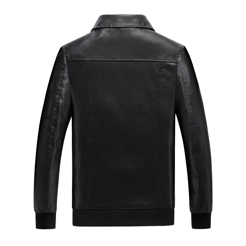Plus Size Winter Leather Jacket for Men, Slim Fit