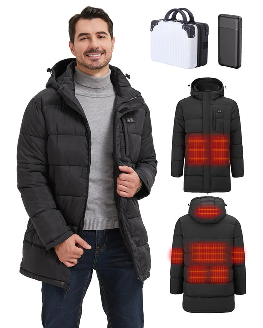 TRUNYAQI Mens Winter Jacket Heated Jacket for Men with Battery Pack Mens Winter Coat Electric heated jackets