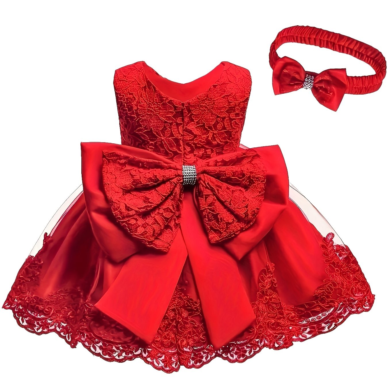 Baby One Year Old Children's Dress Full Moon Baptism Dress Lace Girl's Puffy Princess Dress