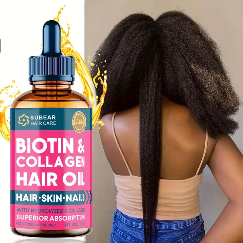 1/3pcs Biotin Hair Care Essence Oil - Hair Care Essence Oil Contain Biotin & Collagen, for Frizzy & Damaged Hair, Make Thin Hair Look Thicker, Ideal Gift for Men & Women
