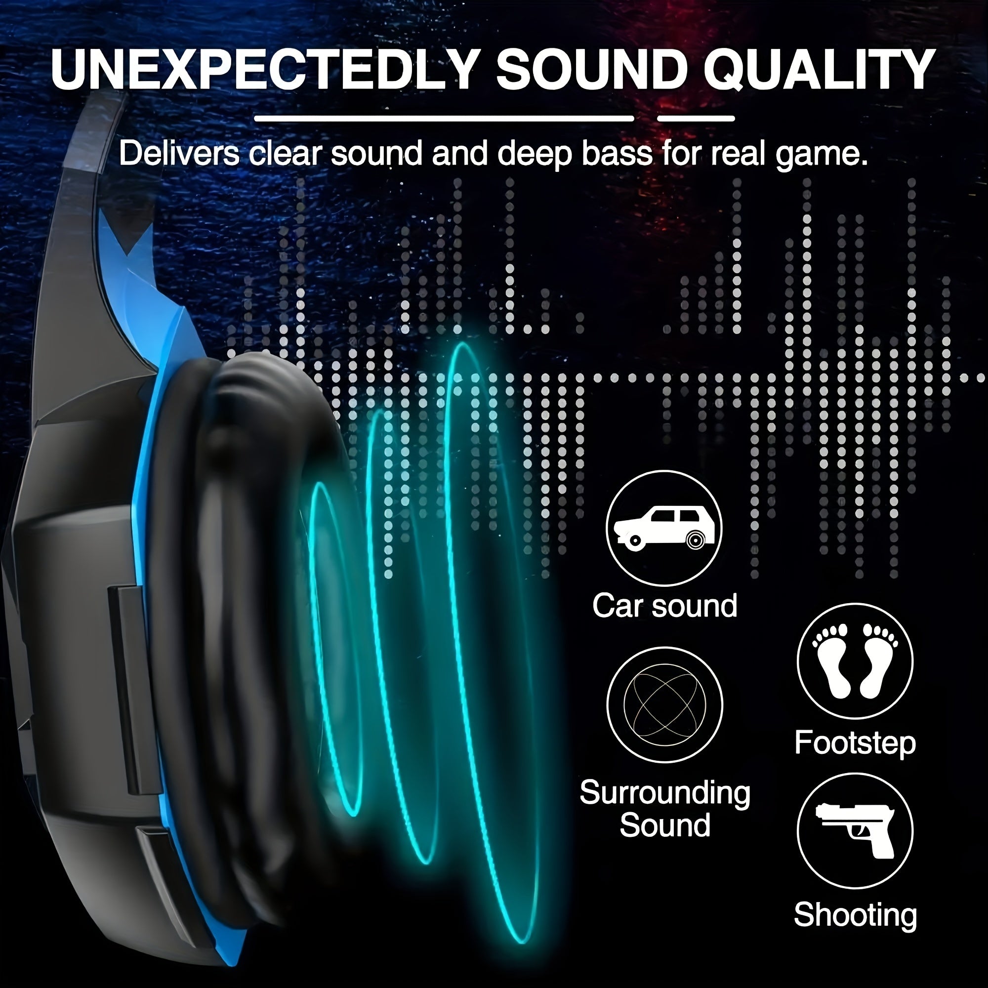 G2000 Gaming Headset, with Mic LED Light Over Ear Wired Headphones for PC Game, Video Games Ps 5, 3.5mm Audio Cable, Condenser Mic - USB