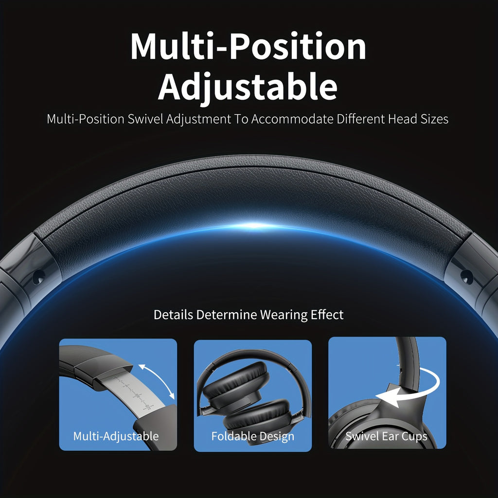 Over-Ear Headphones With Microphone, Lightweight Foldable & Portable Stereo Bass Headphones, Hands-Free Calling, Ideal For Gaming & PC & Mobile Phones Use, Gaming Headphones | Noise Isolating Headphones | Foldable Headphones