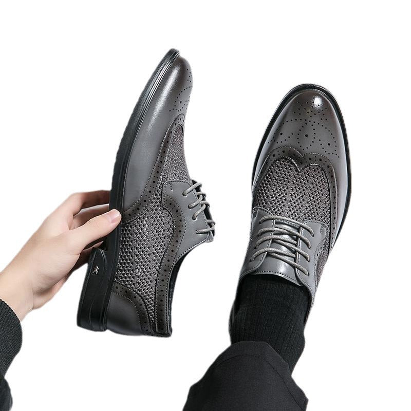 Men's Breathable Leather Shoes Black Soft Leather Soft Bottom Spring And Autumn Best Man Men's Business Formal Wear Casual Shoe