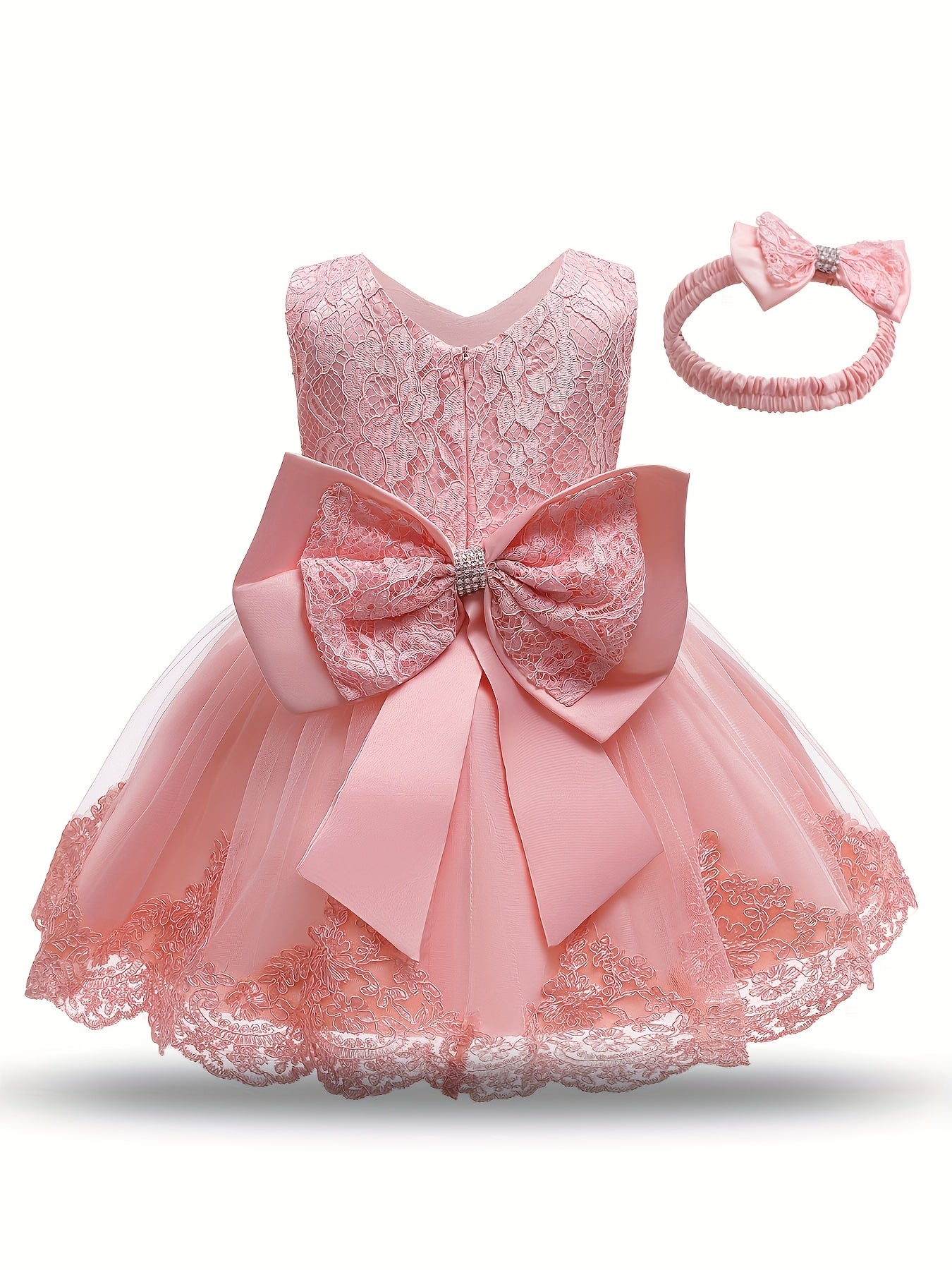 Baby One Year Old Children's Dress Full Moon Baptism Dress Lace Girl's Puffy Princess Dress