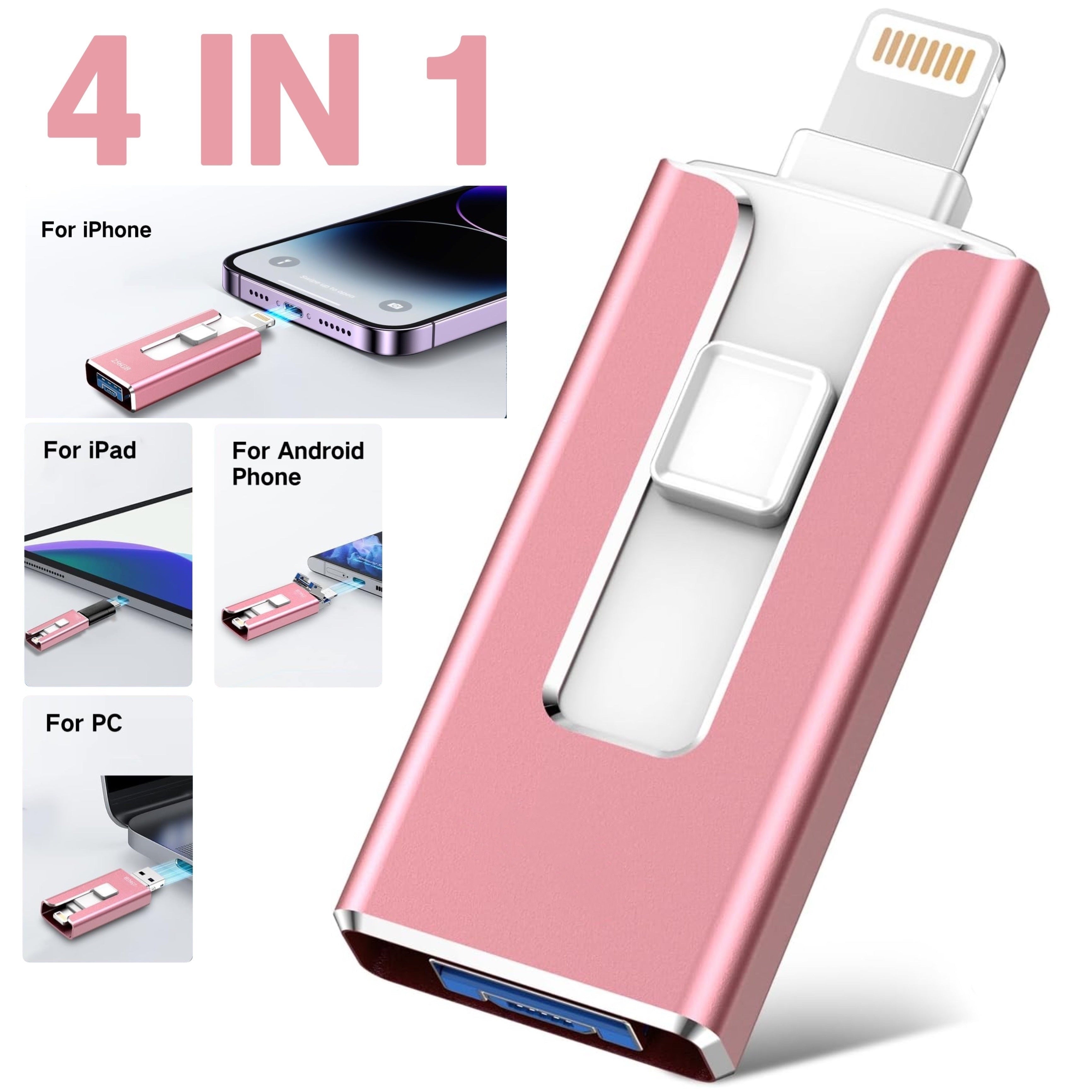 MFi Certified iPhone Photo Stick - 64GB 128GB 256GB External Storage & Photo Backup for iPhone, iPad, USB Flash Drive for Photos, Videos, Contacts