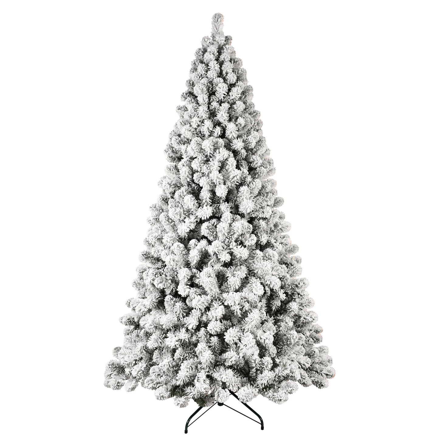 5ft 6ft 8ft 9ft Pre-Lit Flocked Christmas Tree Hinged Artificial Xmas Trees Premium PVC Branches With Lights