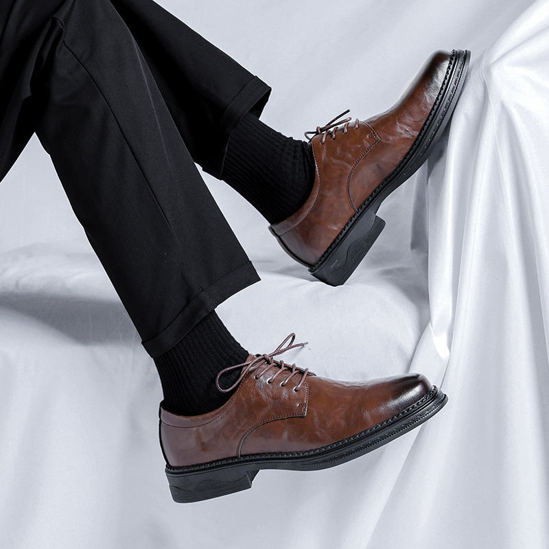 Men's Breathable Leather Shoes Black Soft Leather Soft Bottom Spring And Autumn Best Man Men's Business Formal Wear Casual Shoe