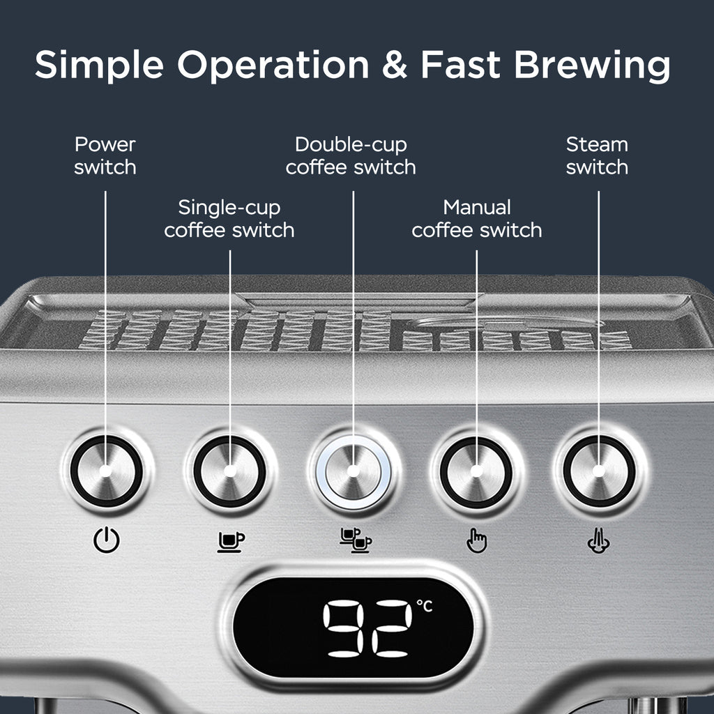 Geek Chef 20-Bar Espresso Machine with Milk Frother – 2-in-1 Home Coffee Maker