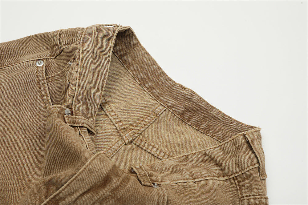 Worn Denim Cargo Pants Shorts For Men