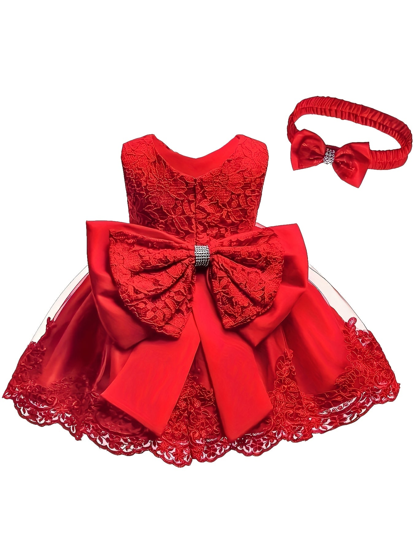 Baby One Year Old Children's Dress Full Moon Baptism Dress Lace Girl's Puffy Princess Dress
