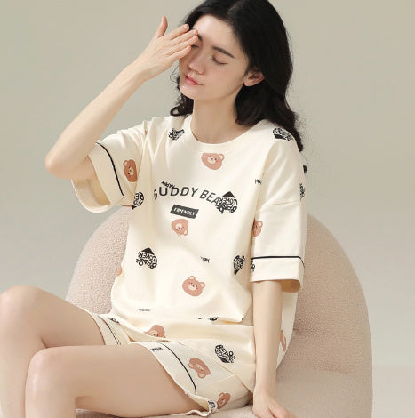 Loose Summer Girl Strawberry Homewear Suit