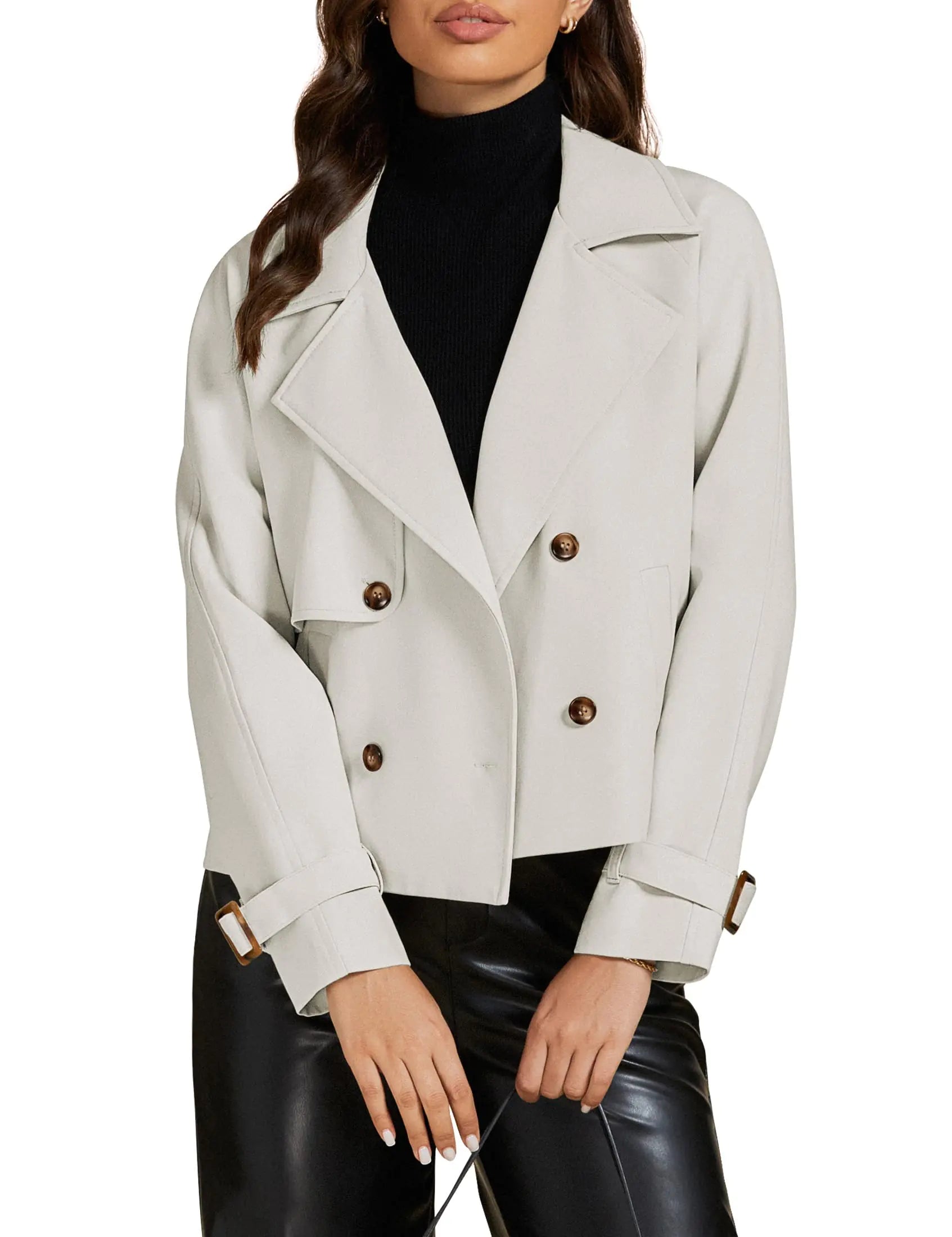 luvamia Jackets for Women Fashion Office Jackets for Women Womens Winter Trench Coat Cute Clothes Womens Office Attire Womens Clothes Womens Winter Coats Light Gray X-Large Fits Size 16 / Size 18