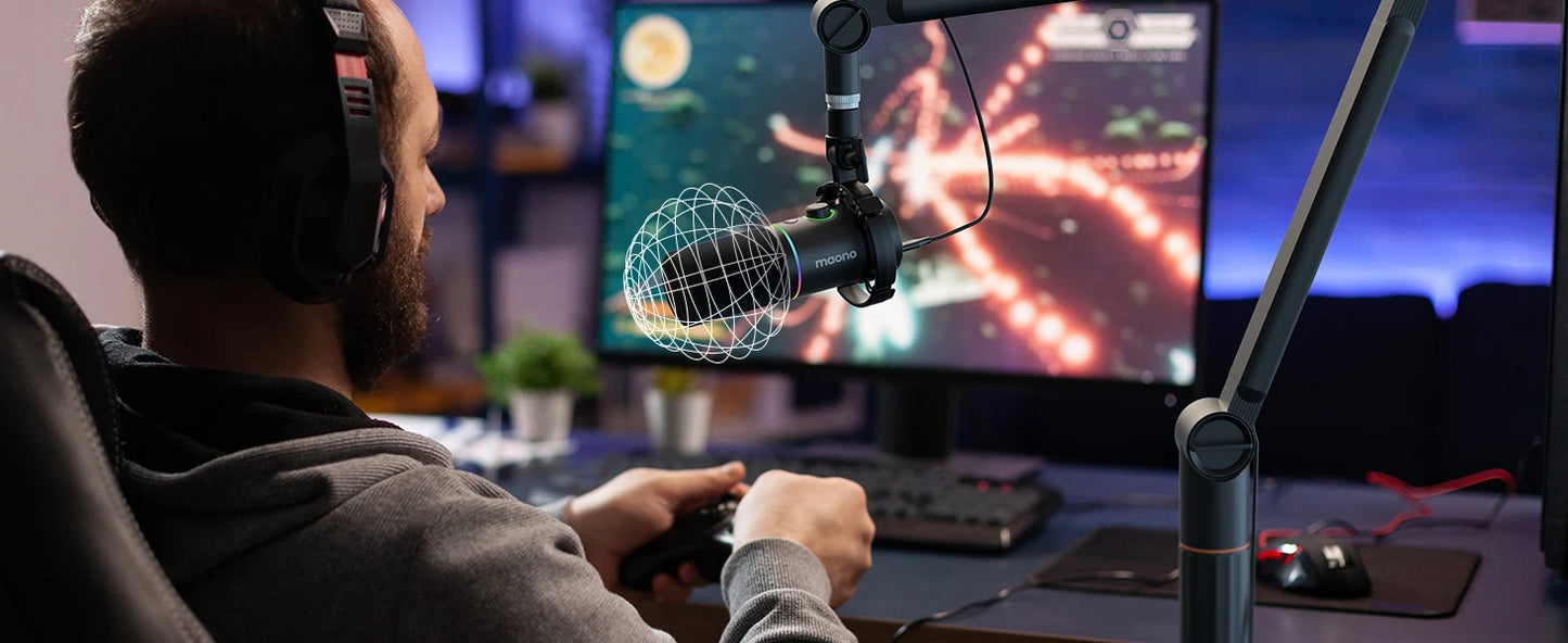 Maono XLR\USB Dynamic Microphone For Gaming Recording Streaming Youtube Metal Mic With Software Tap-to-Mute Gain Knob PD200X