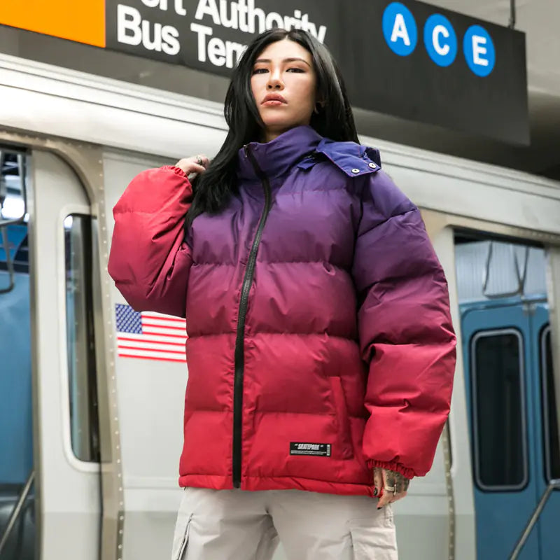 Gradient Hoodie Cotton Jacket for Men - Winter Outerwear