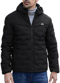 USHARESPORTS Men Puffer Jacket Winter Down Coat Insulated with Hood for Winter Outdoor Hiking BLACK XXXL