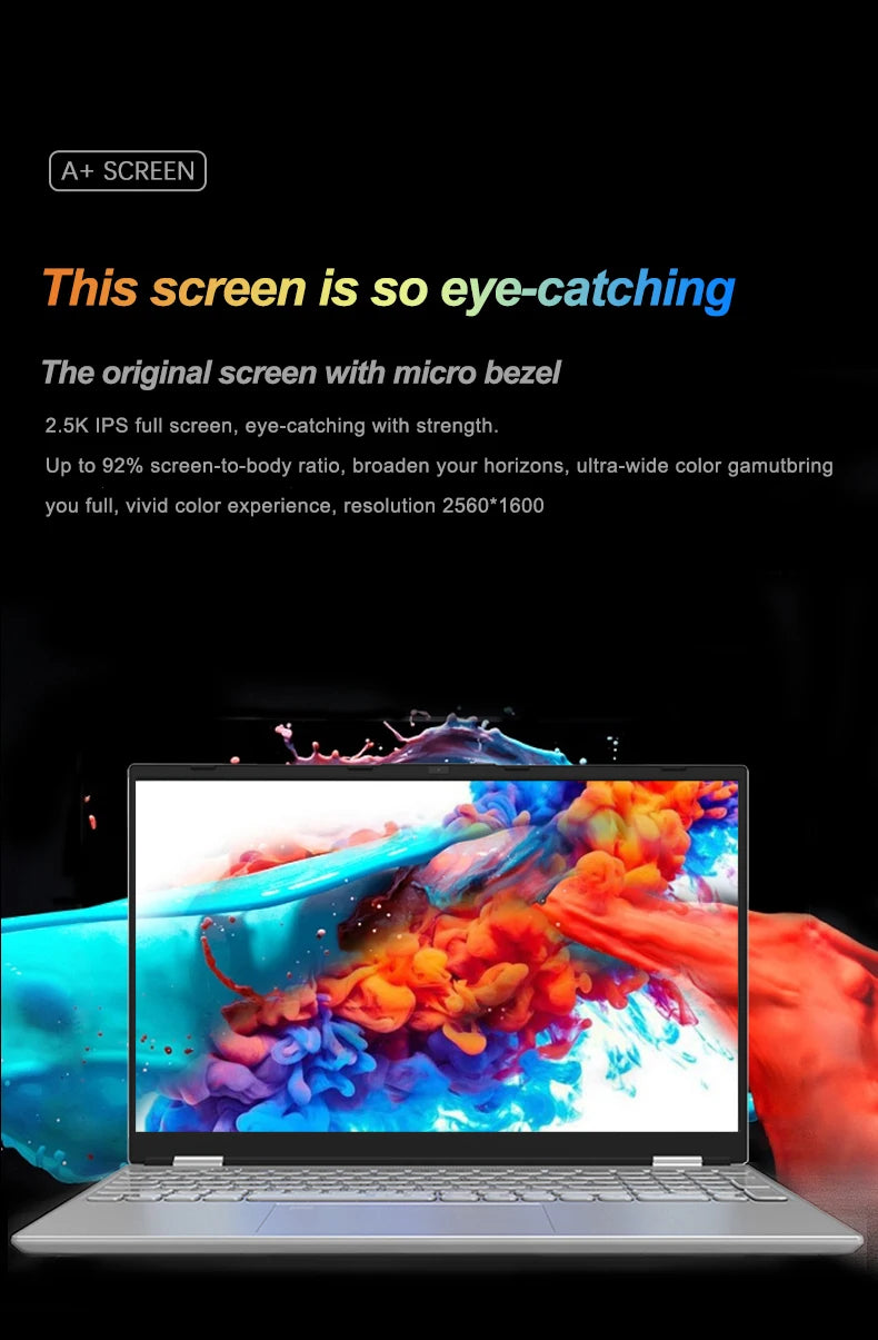 New 16" Inch 2K Laptop, 240 Hz ultra-clear screen, Windows 11 Pro Portable PC Gaming notebooks 32GB 2TB fingerprint unlock