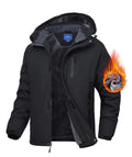 Zoofly Ski Jacket for Men Waterproof Snow Winter Coat with Hood Fleece Liner Warm Windproof Ripstop Outdoor Raincoat With Multi Pockets Black M