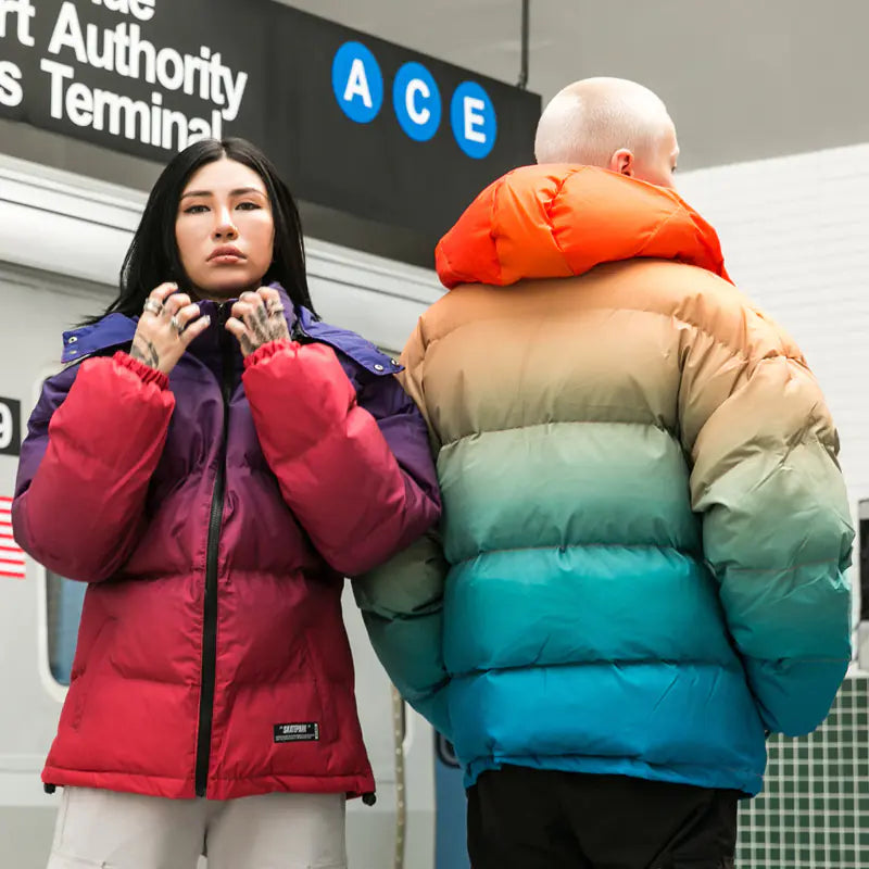 Gradient Hoodie Cotton Jacket for Men - Winter Outerwear