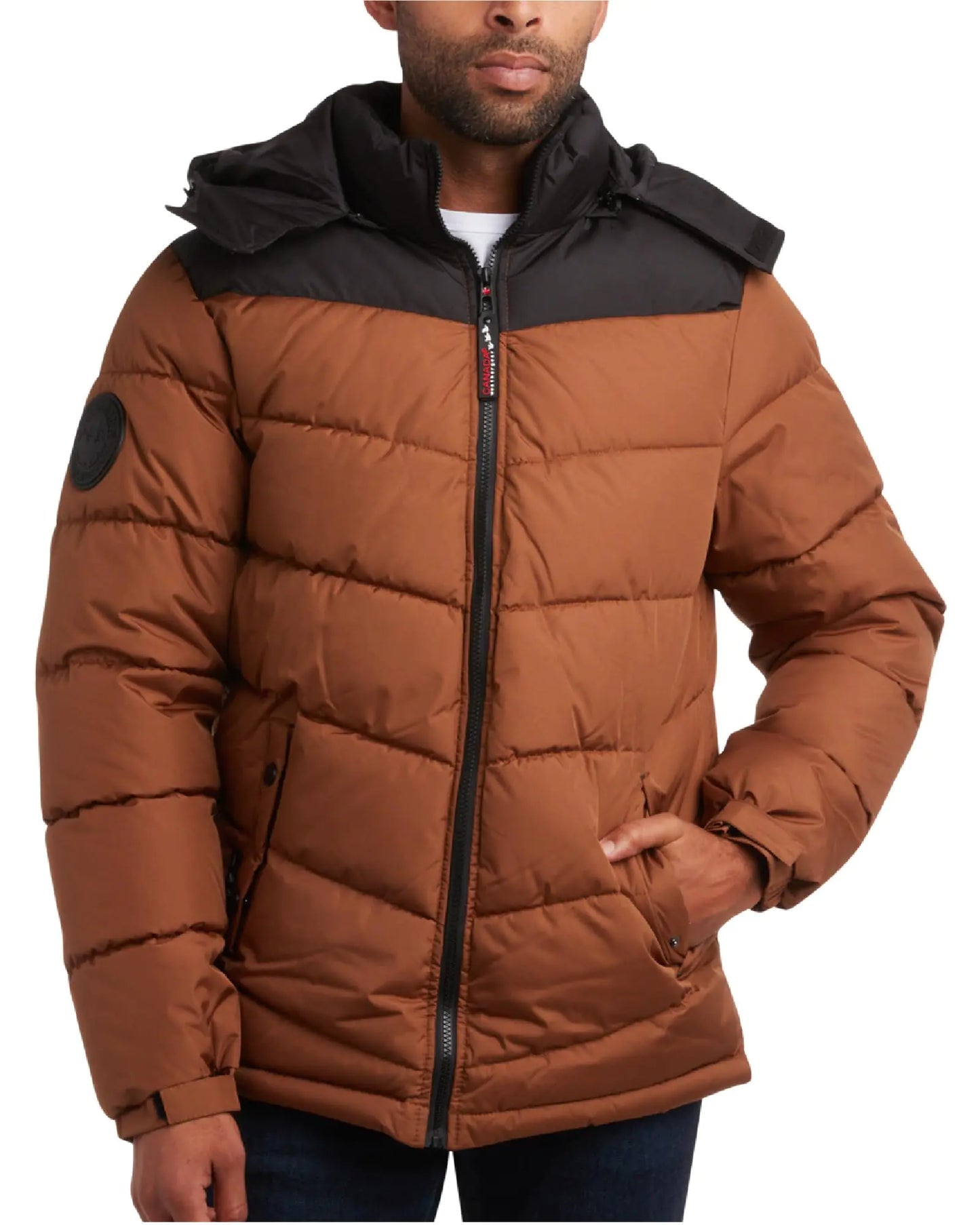 CANADA WEATHER GEAR Mens Winter Puffer Coat - Heavyweight Insulated Quilted Outerwear Bubble Jacket for Men (Sizes: M-XXL) Size Medium Timber
