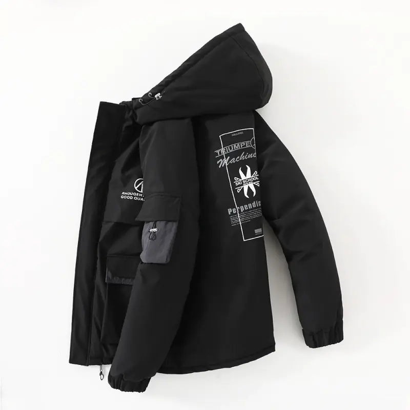 Fashion Print Hooded Cotton Jacket for Men Winter Wear