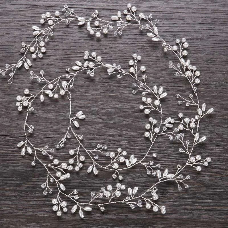 Wedding Hair Accessories Crystal Pearl Hair Belt Wedding Bridal Hair Ornaments Jewelry Bride Headdress Headbands Beads Hairwear