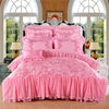 Korean Style Roganic Cotton Jacquard Wedding Lace 4pcs Bridal Duvet Cover Sets