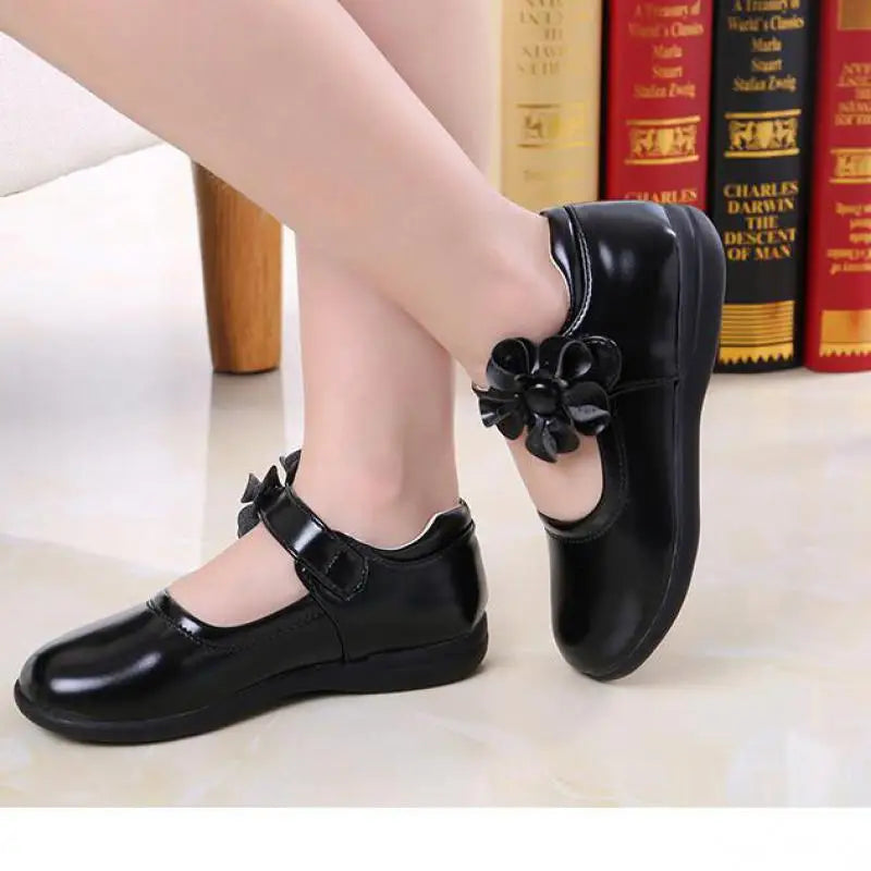 Girls Leather Shoes for Children Wedding Dress Princess School Shoes Kids Summer Bow-knot Black Student Sandals Korean Fashion