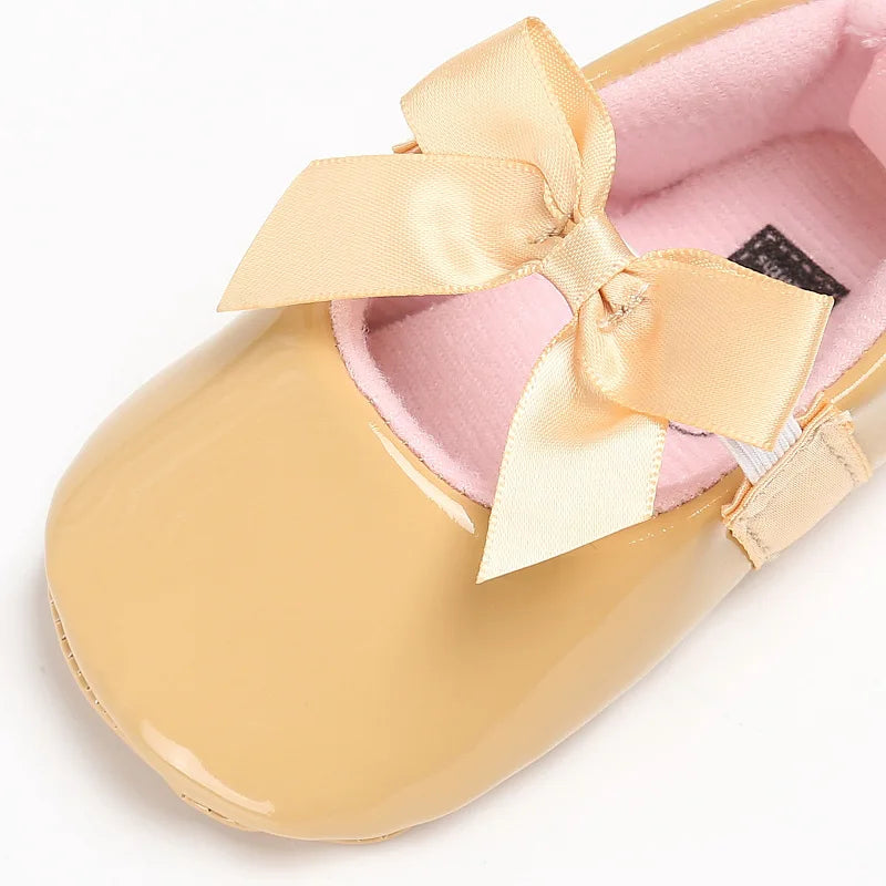 Newborn Baby Shoes Baby Girls Shoes PU Anti-slip Bowknot Classic Princess Dress Shoes First Walker Toddler Crib Shoe Moccasins