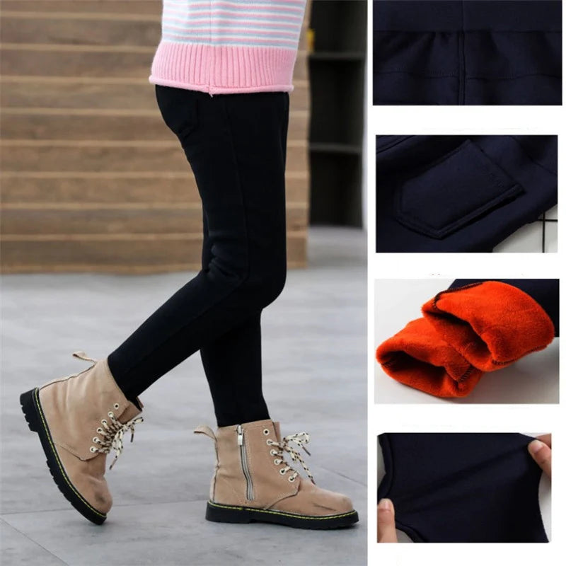 Winter Girls Leggings Plush Thick Wool Warm Clothes Girls Trousers Autumn Trousers Children's Leg Pants