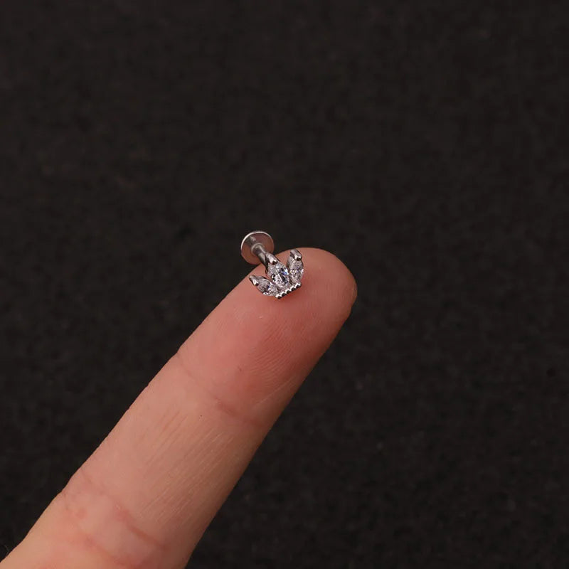 1PC16G Stainless Steel Ear Labret Lip Helix Screw Back Earring Stud Heart Cross Moon Tragus Rook Conch Lip Piercing Jewelry