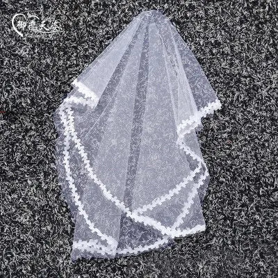 Wedding accessories white veil single layer fashion lace veil girl dress accessories children cheap veils bridal veils