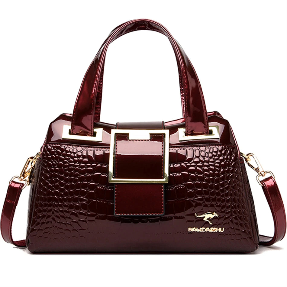 2 layer Large Capacity Tote Bag Luxury Handbags Women Bags Designer Crocodile Pattern Ladies Boston Shoulder Bag High Quality