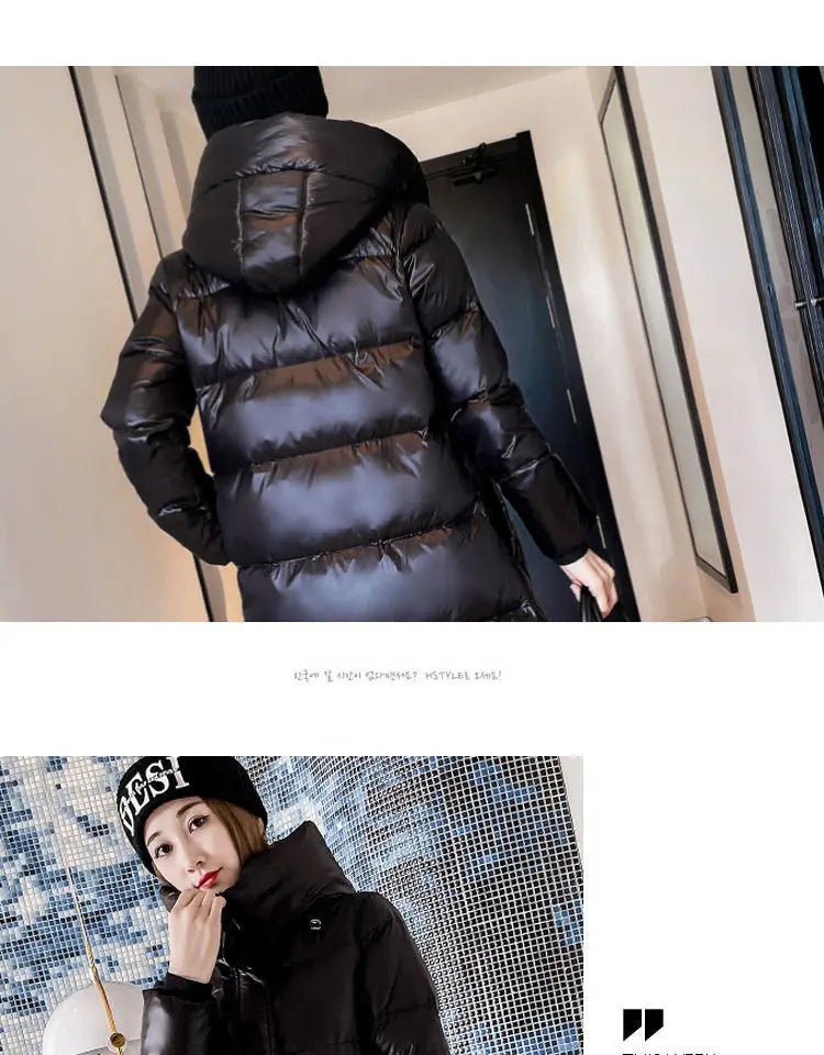 2025 Winter Long Down Jacket Women's Fashion Thick Cotton Parkas Outwear Plus size 4XL Loose Windproof Hooded Snow Coat Female