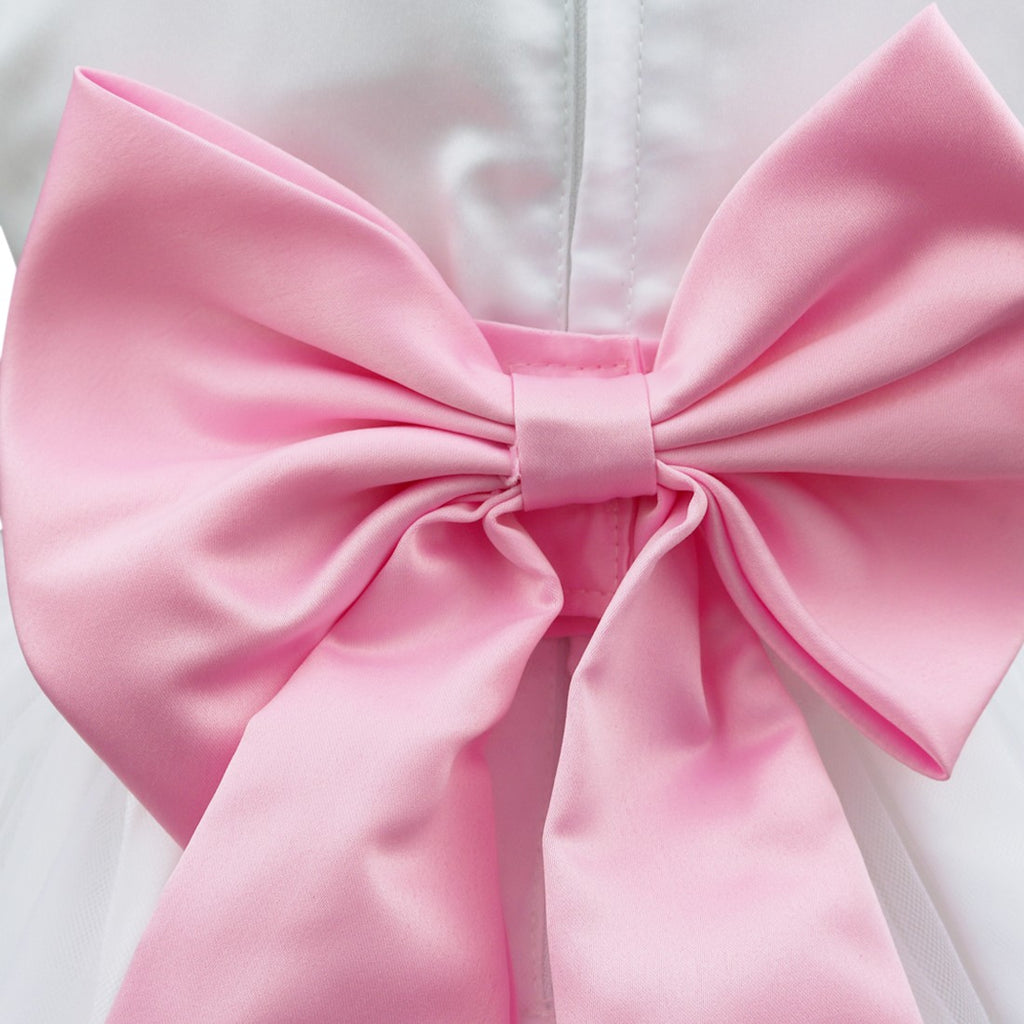 Baby Kids Girls Bowknot Flower Girl Dress Princess Birthday Party Tutu Dress Petals Wedding Pageant Bridesmaid Dresses Ball Gown
