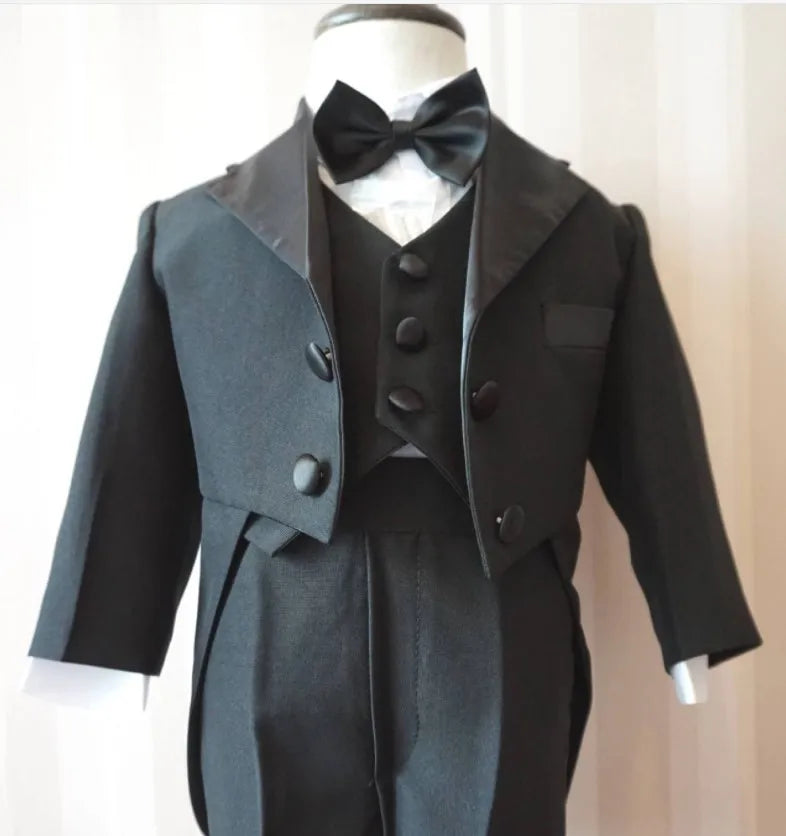 Hot Selling！Classic Little Boy Tuxedo/Wedding Party baby Boy Suit/Baby Boys Beige 5-piece Suit Set3345