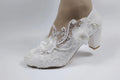 BaoYaFang White Flower Pumps New arrival womens wedding shoes Bride High heels platform shoes for woman ladies party dress shoes
