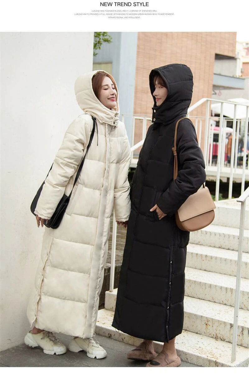 Winter Women Jackets Extra long Parkas Hooded Cotton Padded Female Coat High Quality Warm Outwear Womens Parka Winter Coats