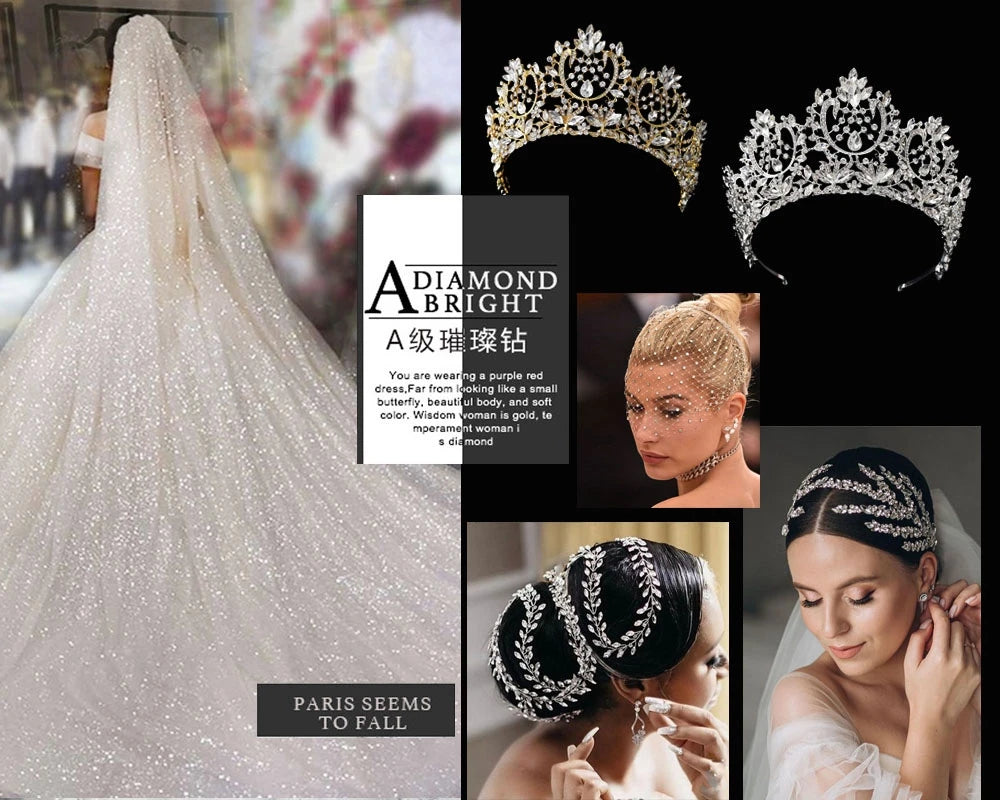 DZ023 Fashion Wedding Headpiece Crystal Pearl Hair Piece 2022 Bridal Tiara Dinner Party Headdress  For Women Bride Headwear