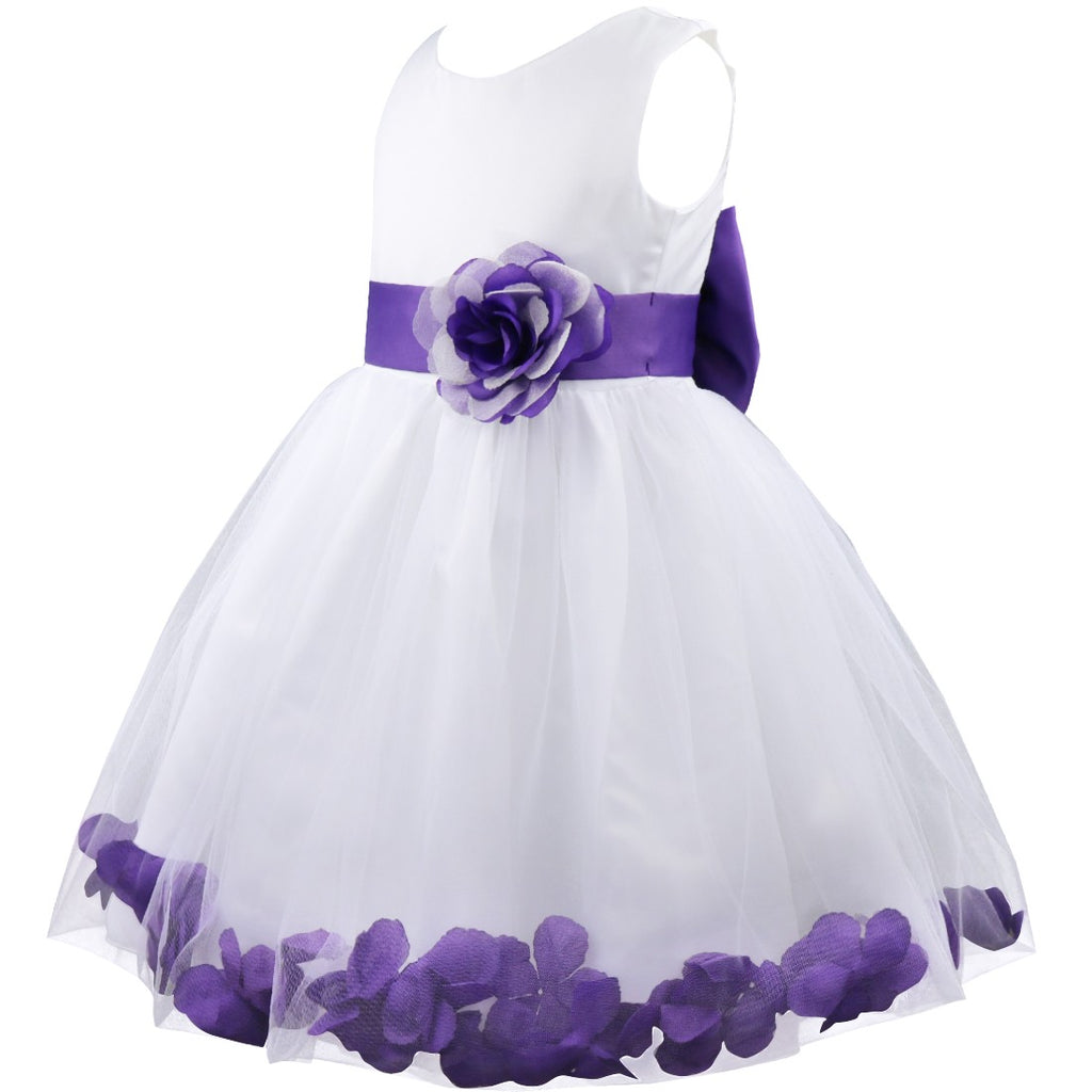 Baby Kids Girls Bowknot Flower Girl Dress Princess Birthday Party Tutu Dress Petals Wedding Pageant Bridesmaid Dresses Ball Gown
